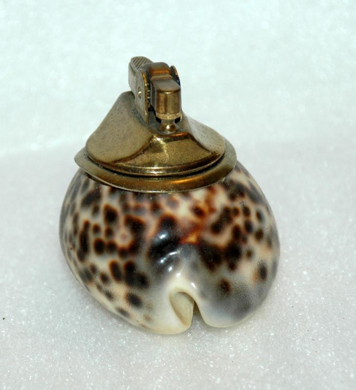 Spotted Cowrie Shell Table Lighter Vintage