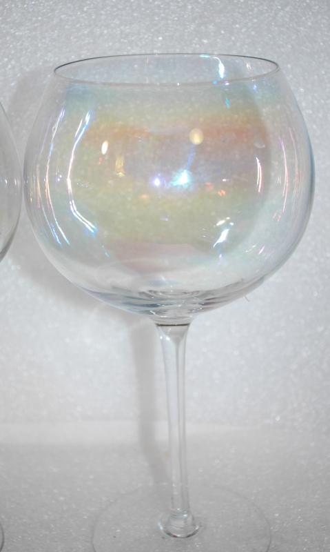 2 Dorothy Thorpe Crystal Bubble Clear Iridescent Wine Glass - Mint Vintage 1960s