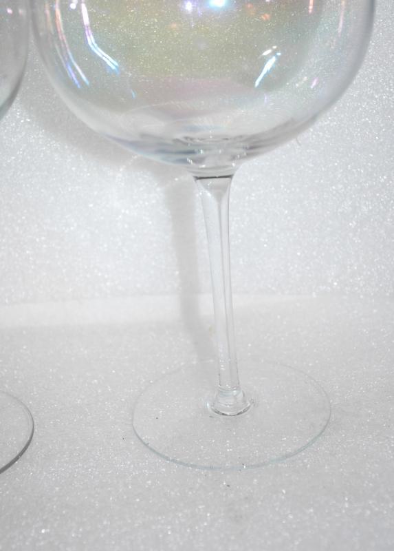 2 Dorothy Thorpe Crystal Bubble Clear Iridescent Wine Glass - Mint Vintage 1960s