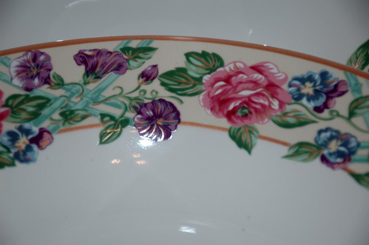 FITZ & FLOYD/OMNIBUS BRITTANY LOT/4 SOUP BOWLS ROSES