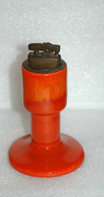 Mid-Century Eames Era Orange Drip Glaze Pottery Table Lighter