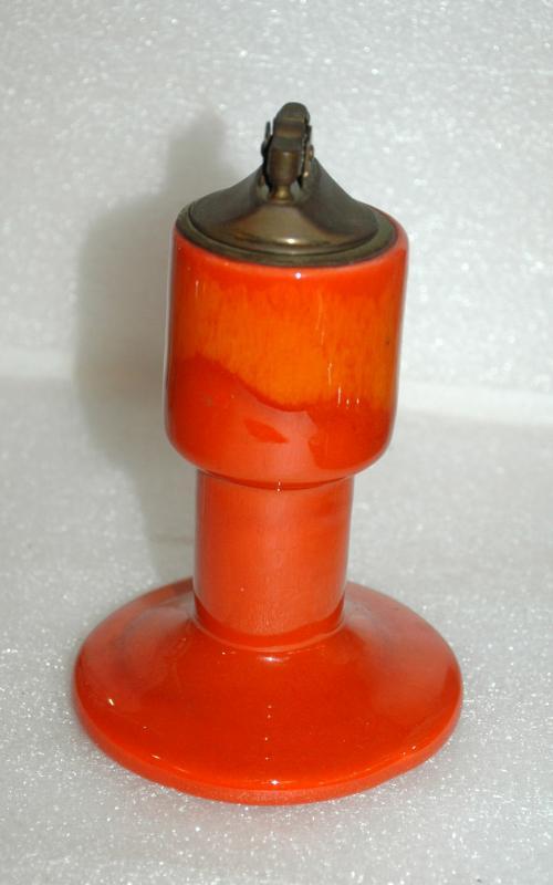 Mid-Century Eames Era Orange Drip Glaze Pottery Table Lighter