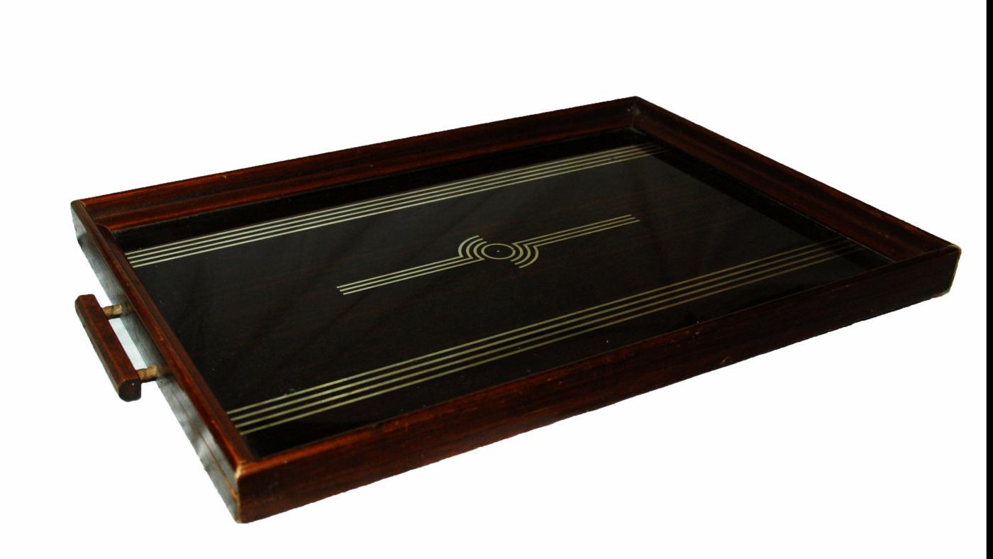 ART DECO MIRRORED PATTERN SERVING TRAY/'30'S
