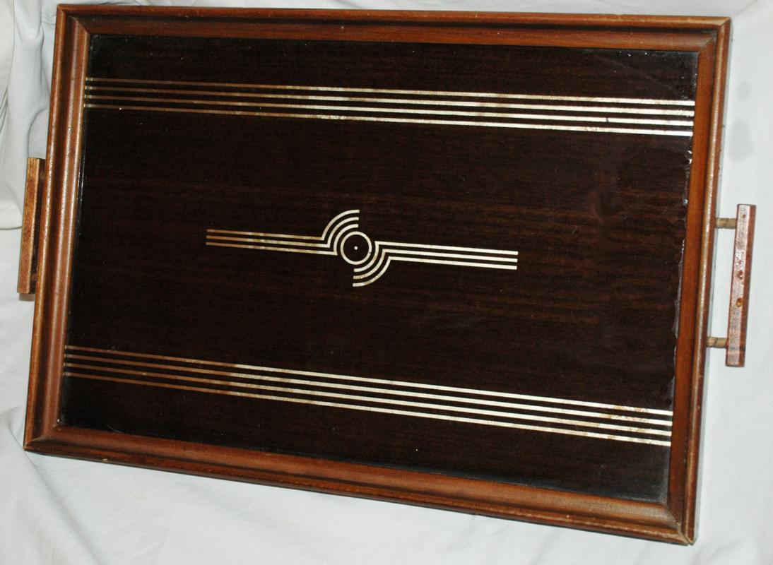 ART DECO MIRRORED PATTERN SERVING TRAY/'30'S