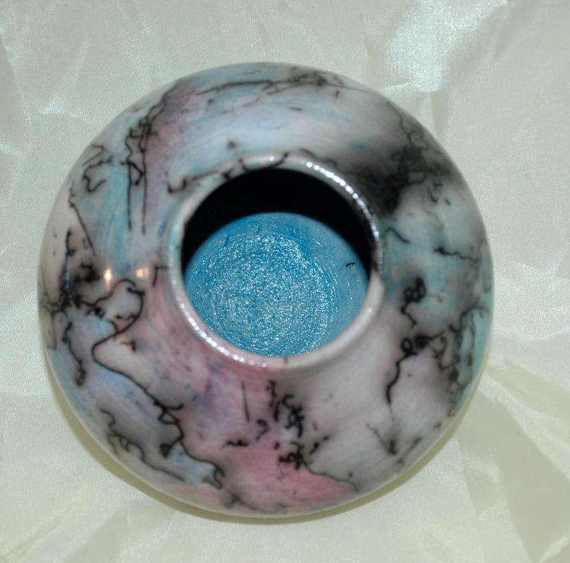 Wheel Thrown Horse Hair Pottery Raku Pot Buckethead Clay Lonnie Schang
