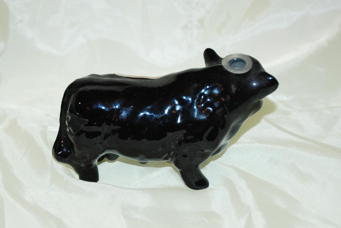 RARE WILLSHER'S BLACK BULL FIGURAL MINI WHISKEY BOTTLE