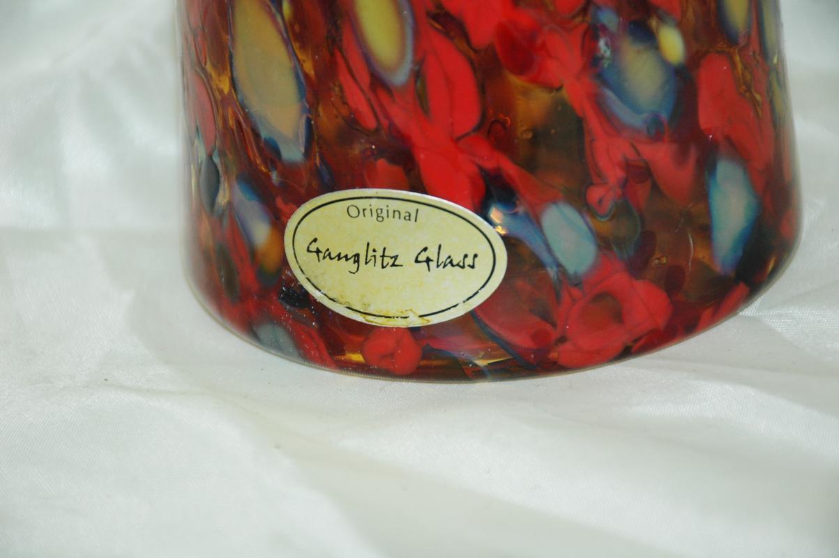 END OF DAY SPATTER VASE OR DECANTER , GANGLITZ GLASS OF SNOHOMISH WASHINGTON ART GLASS STUDIO