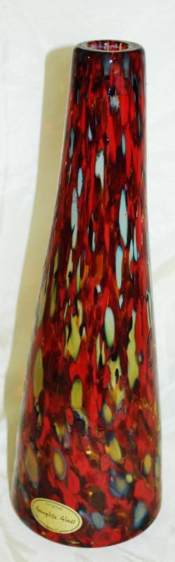 END OF DAY SPATTER VASE OR DECANTER , GANGLITZ GLASS OF SNOHOMISH WASHINGTON ART GLASS STUDIO