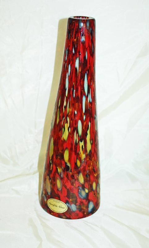END OF DAY SPATTER VASE OR DECANTER , GANGLITZ GLASS OF SNOHOMISH WASHINGTON ART GLASS STUDIO