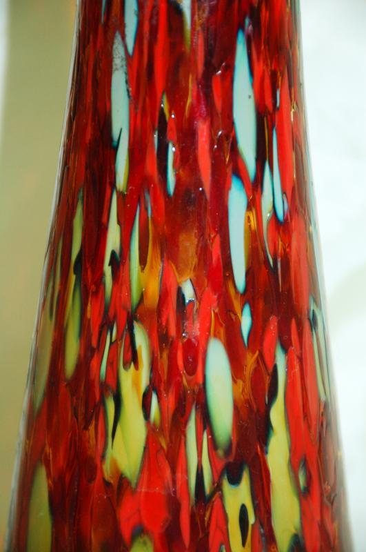 END OF DAY SPATTER VASE OR DECANTER , GANGLITZ GLASS OF SNOHOMISH WASHINGTON ART GLASS STUDIO