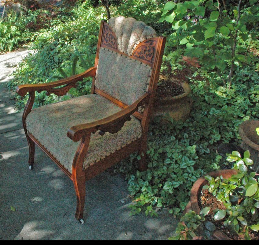 Antique Eastlake Oak & Tapestry Arm Chair