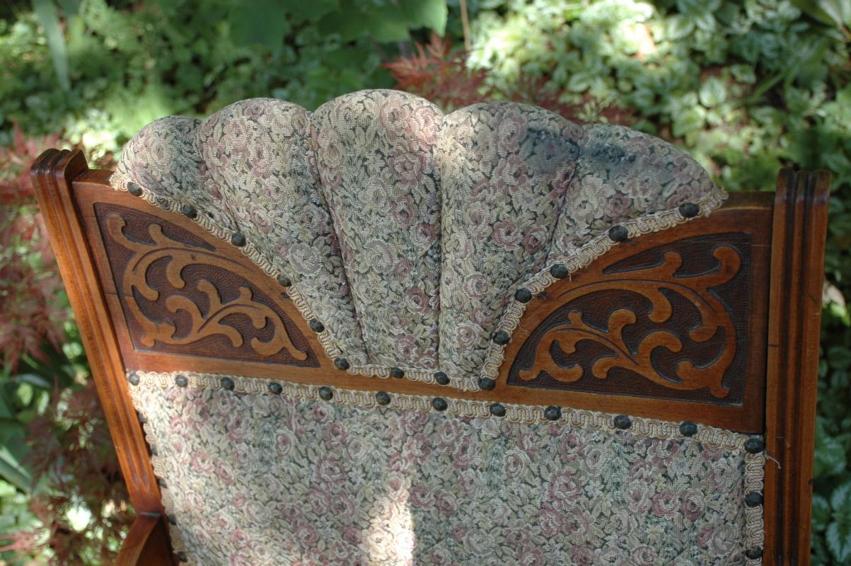 Antique Eastlake Oak & Tapestry Arm Chair