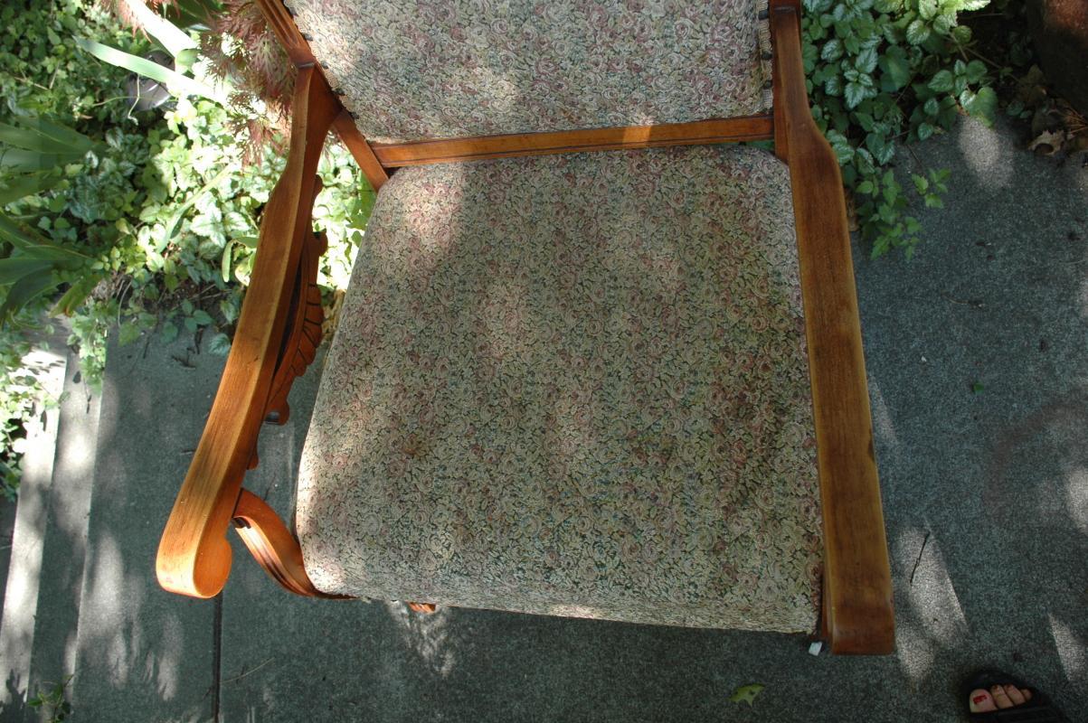 Antique Eastlake Oak & Tapestry Arm Chair