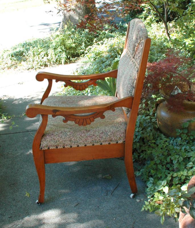 Antique Eastlake Oak & Tapestry Arm Chair