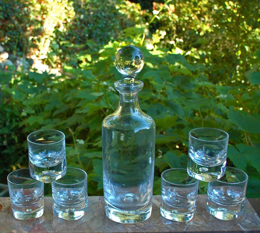 LA PIANA CRISTAL AU PLOMB Bubble Decanter & 6 Glasses