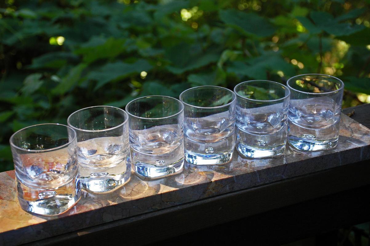 LA PIANA CRISTAL AU PLOMB Bubble Decanter & 6 Glasses