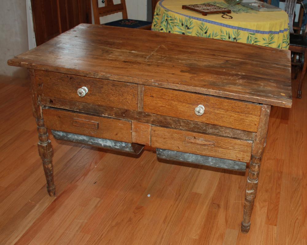 Possum Belly Bakers Table Doughboy Maple Top Quarter Sawn Oak Base