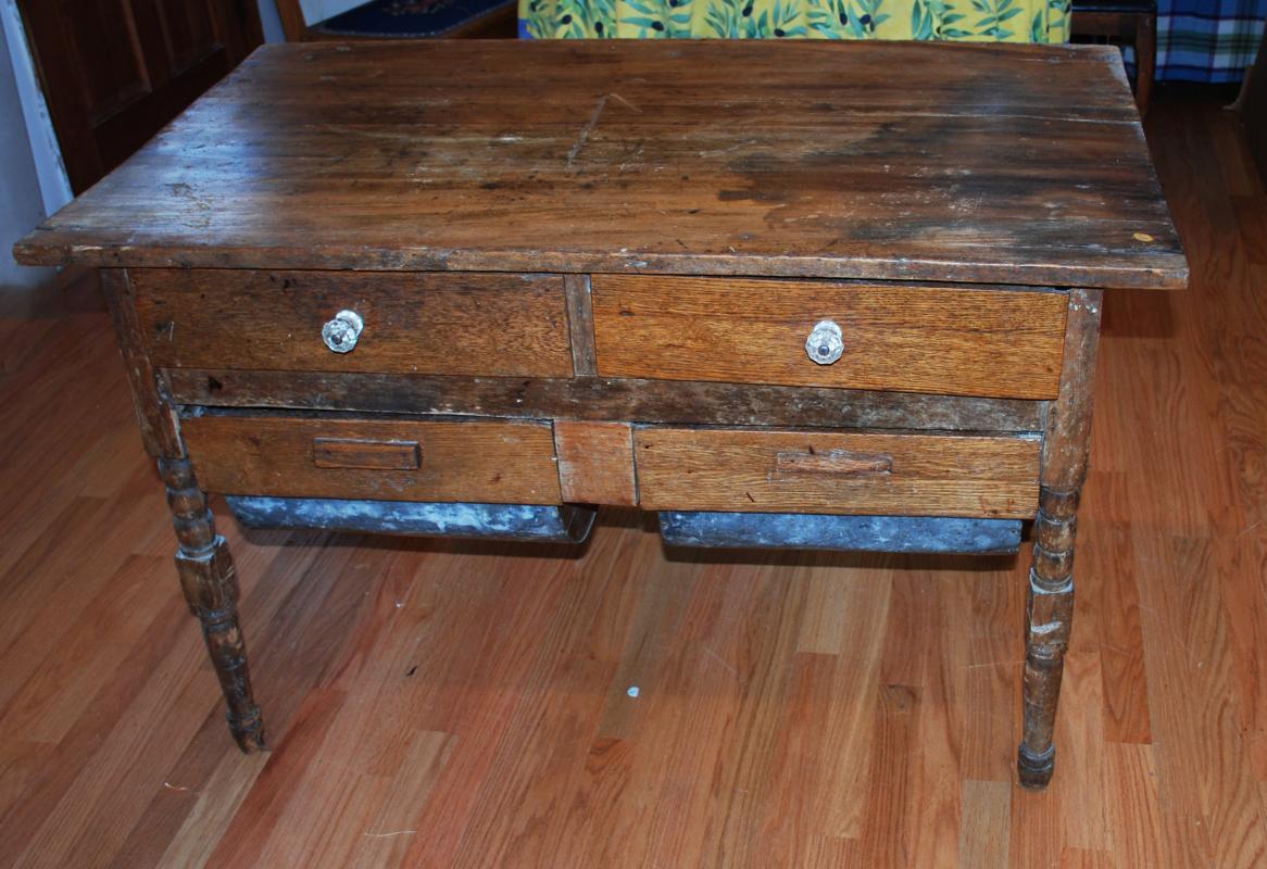 Possum Belly Bakers Table Doughboy Maple Top Quarter Sawn Oak Base