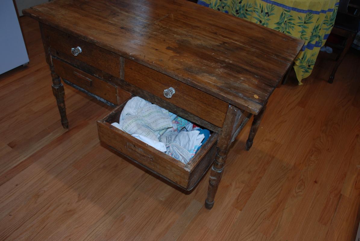 Possum Belly Bakers Table Doughboy Maple Top Quarter Sawn Oak Base