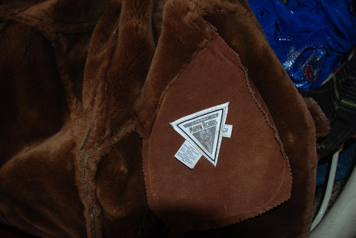 Marvin Richards Brown Suede Shearling Parka with Hood Womens Size Med.