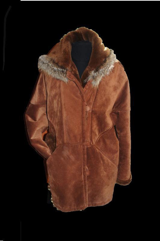 Marvin Richards Brown Suede Shearling Parka with Hood Womens Size Med.