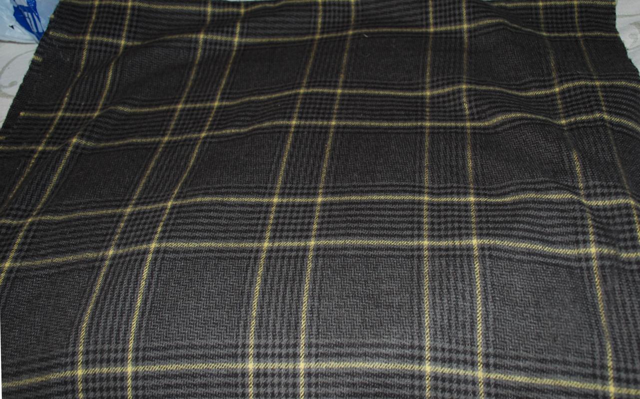 Long Cashmere Scarf Dark Grey with Yellow & Charcoal