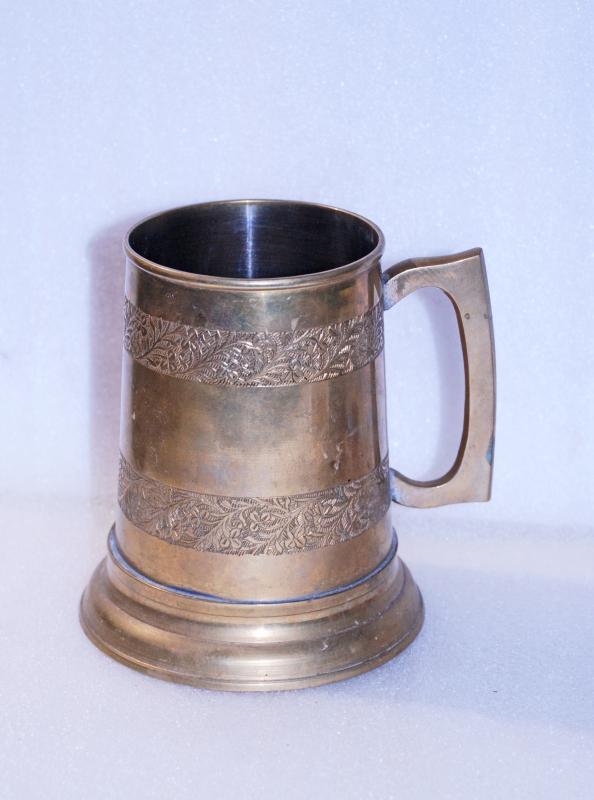 Solid Brass Beer Stein with Glass Bottom