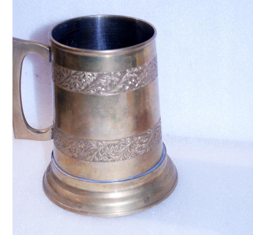 Solid Brass Beer Stein with Glass Bottom