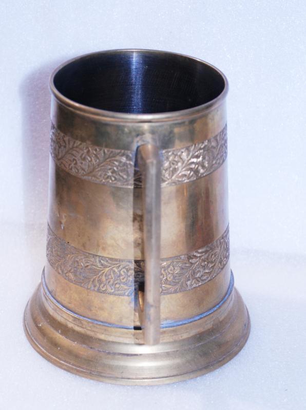 Solid Brass Beer Stein with Glass Bottom