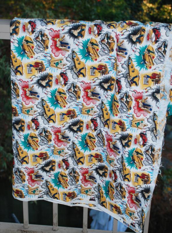 Bowling Theme Cotton Fabric Remnant 80