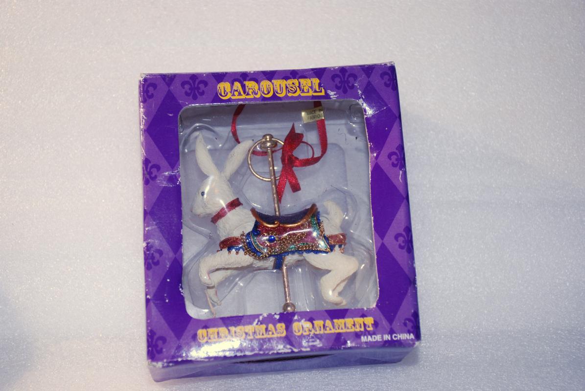 Costco Christmas Ornament Carousel Rabbit New In Box