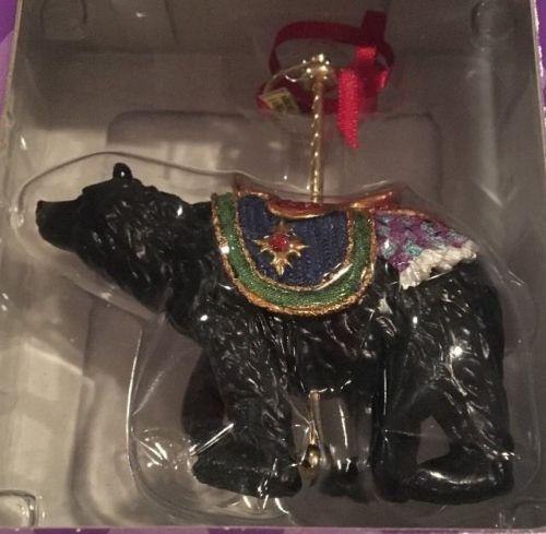 New Costco Carousel Brown Bear Christmas Ornament New In Box holiday decor