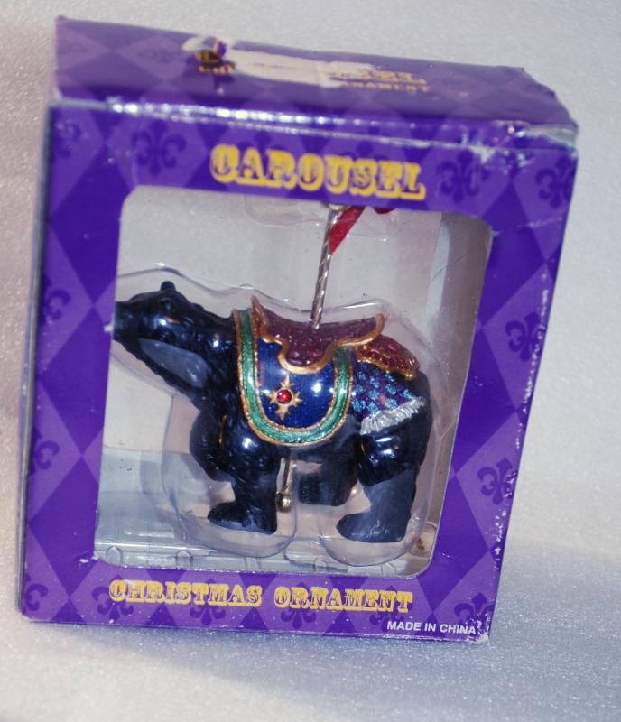 New Costco Carousel Brown Bear Christmas Ornament New In Box holiday decor