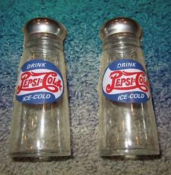 Pepsi Cola Drink Pepsi Cola Ice Cold Glass Salt Pepper Shakers , Vintage Rare 4.5