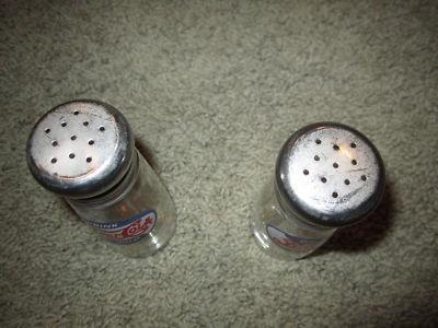 Pepsi Cola Drink Pepsi Cola Ice Cold Glass Salt Pepper Shakers , Vintage Rare 4.5