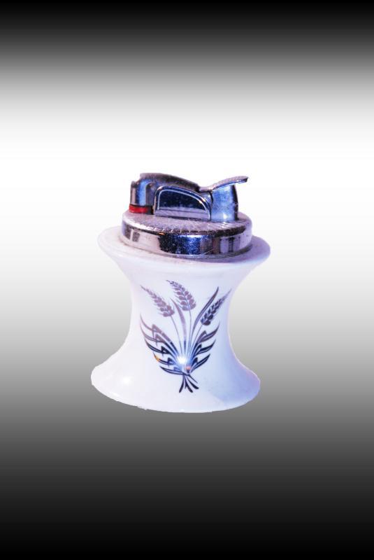 Evans Bone China Table Lighter Hour Glass Shape with Gold Wheat