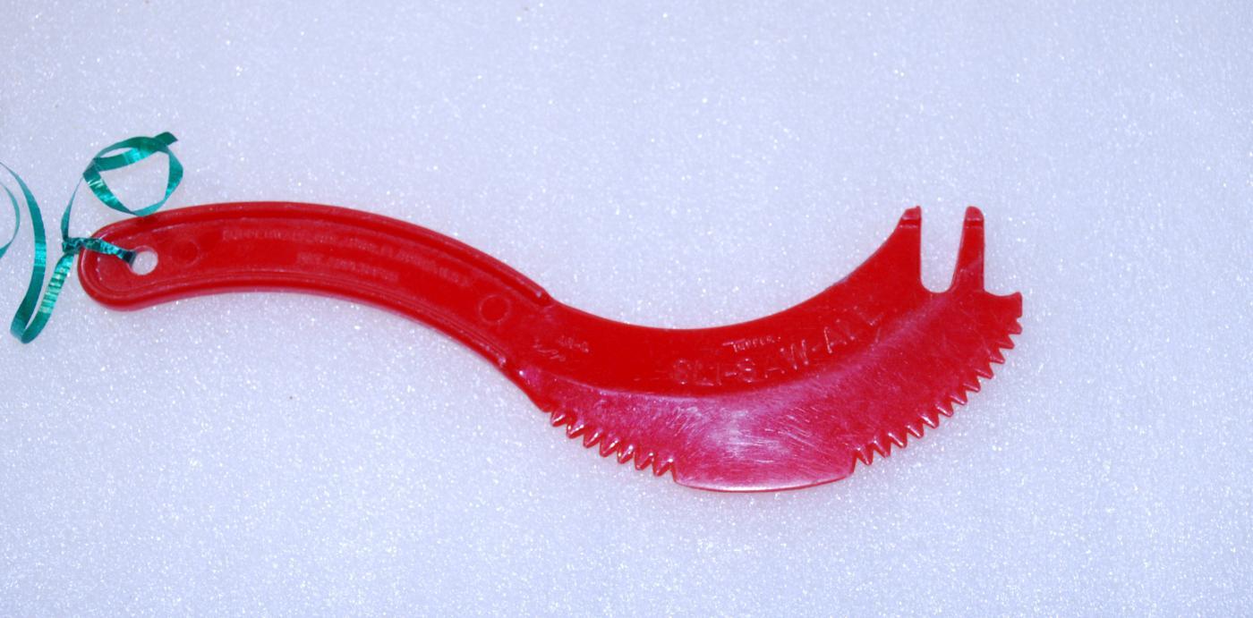 Vintage Tupperware SLI-SAW-ALL *Gadget* Slicer-Knife-Spreader-Pickle/Olive/Pepper Picker/ RED