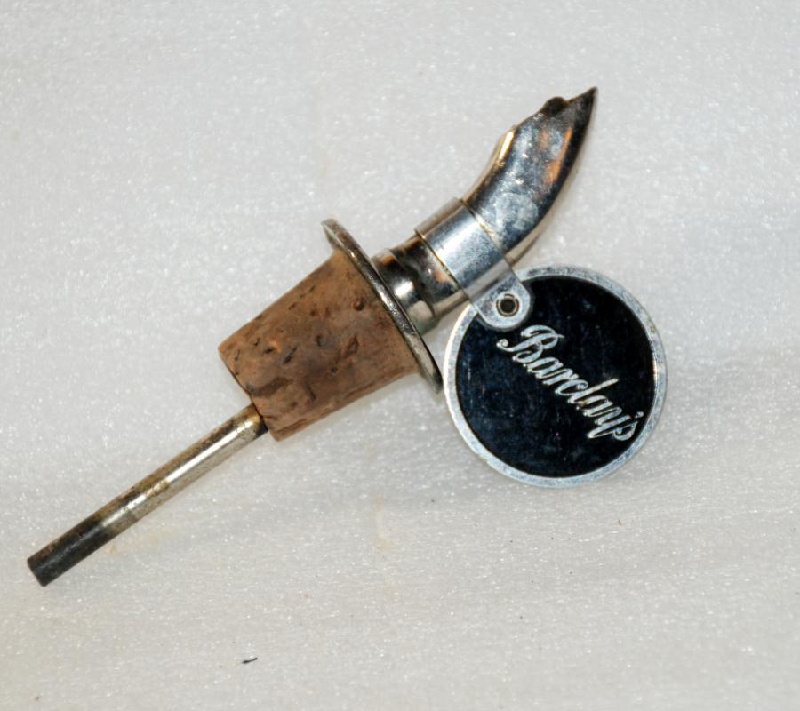 Barclay's Cork, Stopper, pouring Spout , Vintage Collectible / Chrome / Canadian Scotch Whiskey