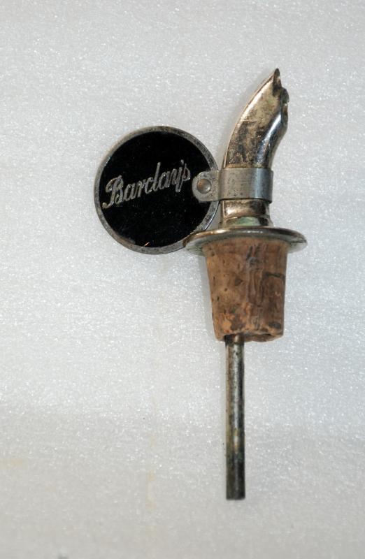 Barclay's Cork, Stopper, pouring Spout , Vintage Collectible / Chrome / Canadian Scotch Whiskey