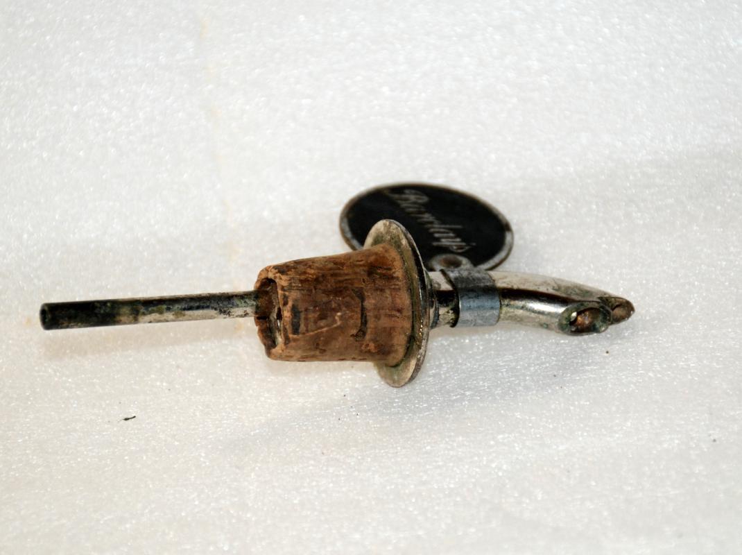 Barclay's Cork, Stopper, pouring Spout , Vintage Collectible / Chrome / Canadian Scotch Whiskey
