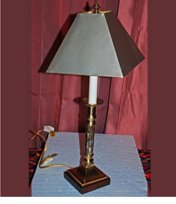 Frederick Cooper Candlestick Table Lamp with Brass Abalone Shell Inlay Base