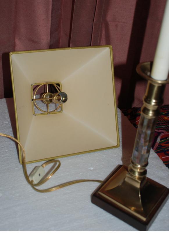 Frederick Cooper Candlestick Table Lamp with Brass Abalone Shell Inlay Base