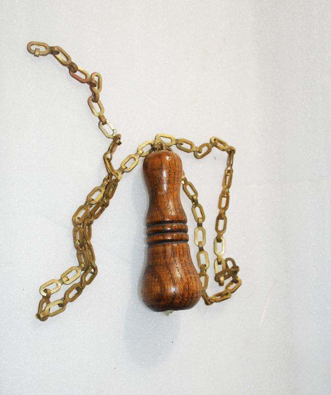 Antique Oak Handle Brass Chain Toilet/ Commode Tank Pull for Wall Mounted Tank