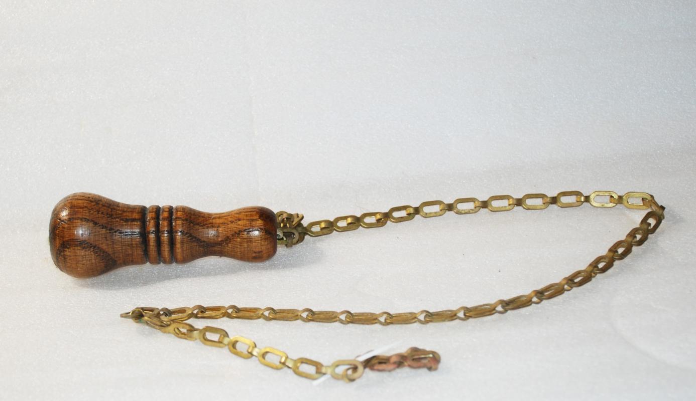 Antique Oak Handle Brass Chain Toilet/ Commode Tank Pull for Wall Mounted Tank