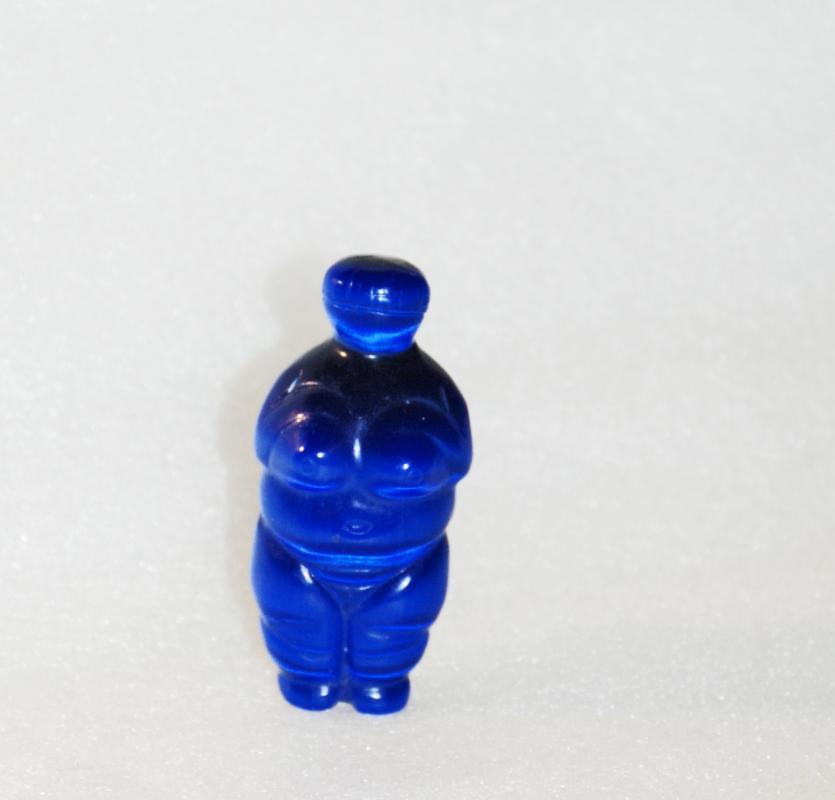 Venus of Willendorf Gemstone Carving Blue Ulexite Cat's Eye Talisman