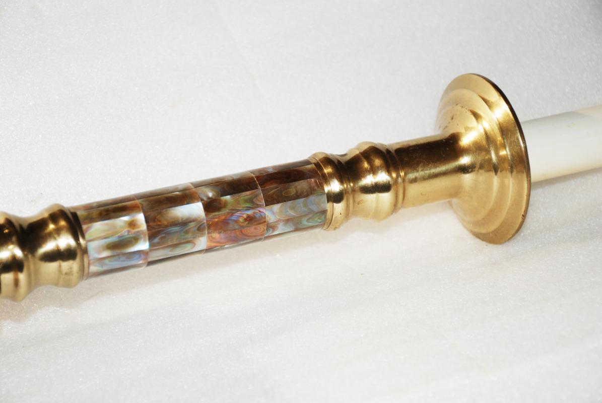 Frederick Cooper Candlestick Table Lamp with Brass Abalone Shell Inlay Base