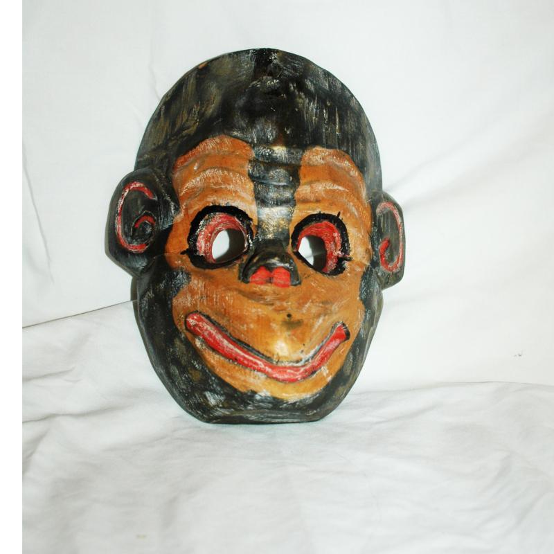 Vintage Guatemala Mono Mask Monkey Mask Hand carved Wood and painted