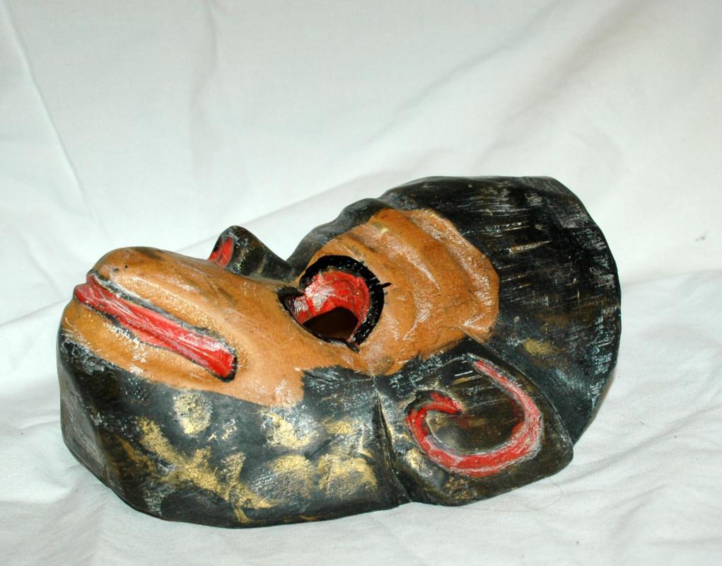 Vintage Guatemala Mono Mask Monkey Mask Hand carved Wood and painted