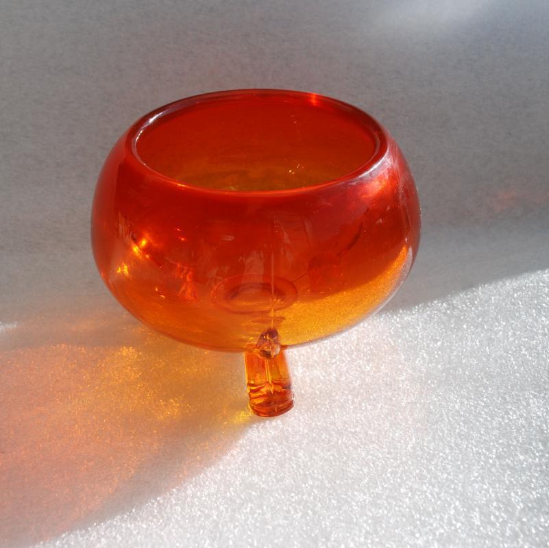 Orange to Yellow Glass Footed Bowl Amberina Italian Glass