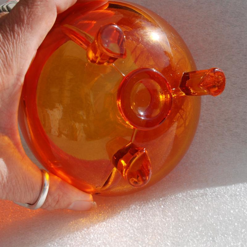Orange to Yellow Glass Footed Bowl Amberina Italian Glass